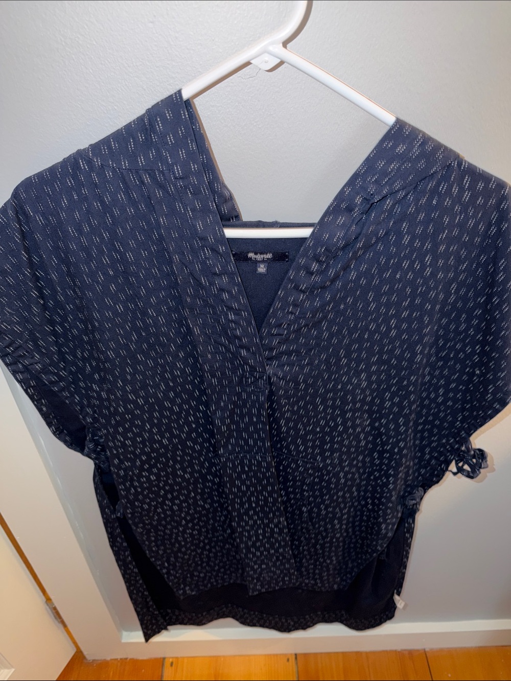 Madewell Navy with White Dot V-Neck Swim Coverup